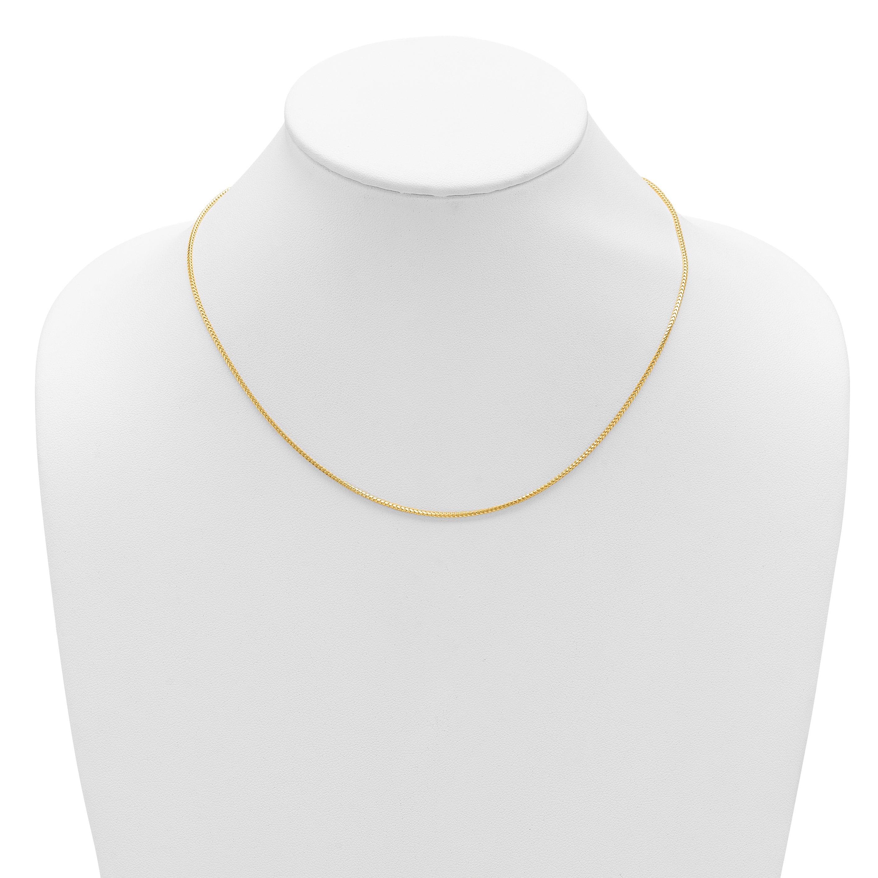 18 Inch 10K Yellow Gold 1.25mm Franco 1In+1In Adjustable Chain Necklace