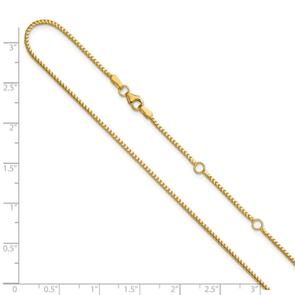 18 Inch 10K Yellow Gold 1.25mm Franco 1In+1In Adjustable Chain Necklace