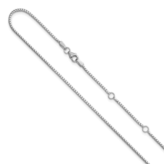 10K White Gold 1.25mm Franco 1In+1In Adjustable Chain