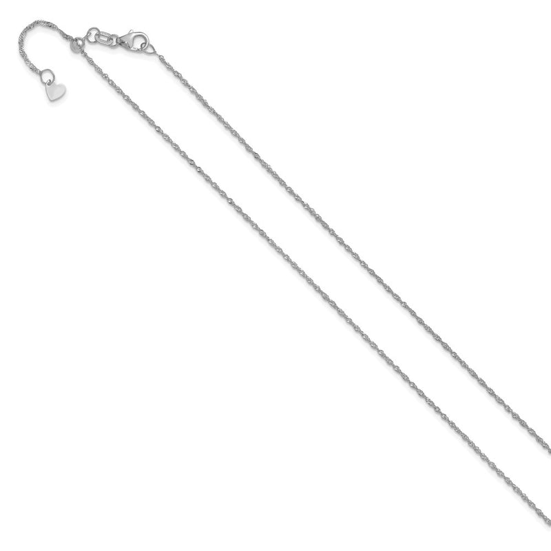 22 Inch 10K White Gold Adjustable 1.1mm Singapore Chain Necklace