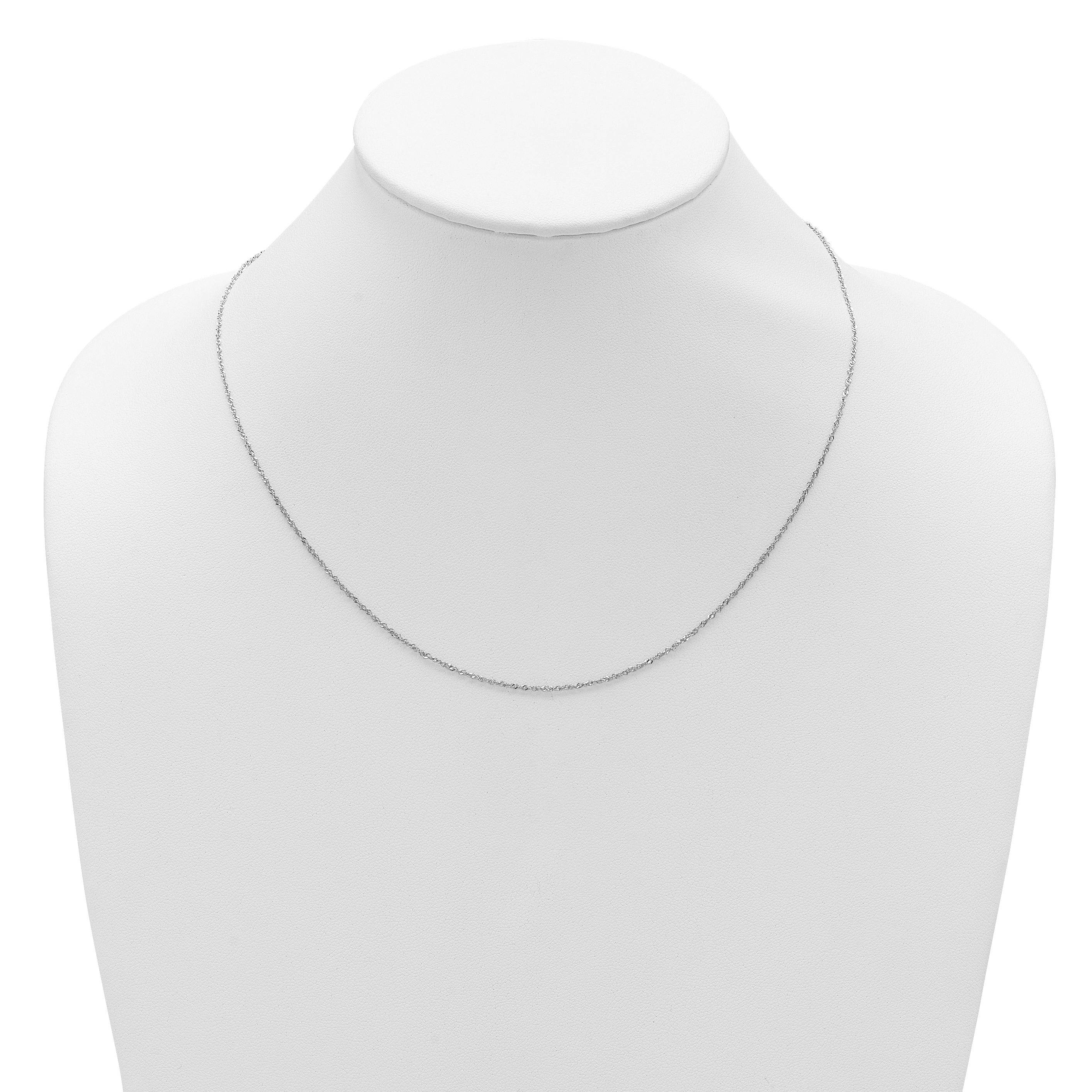 10K White Gold Adjustable 1.1mm Singapore Chain