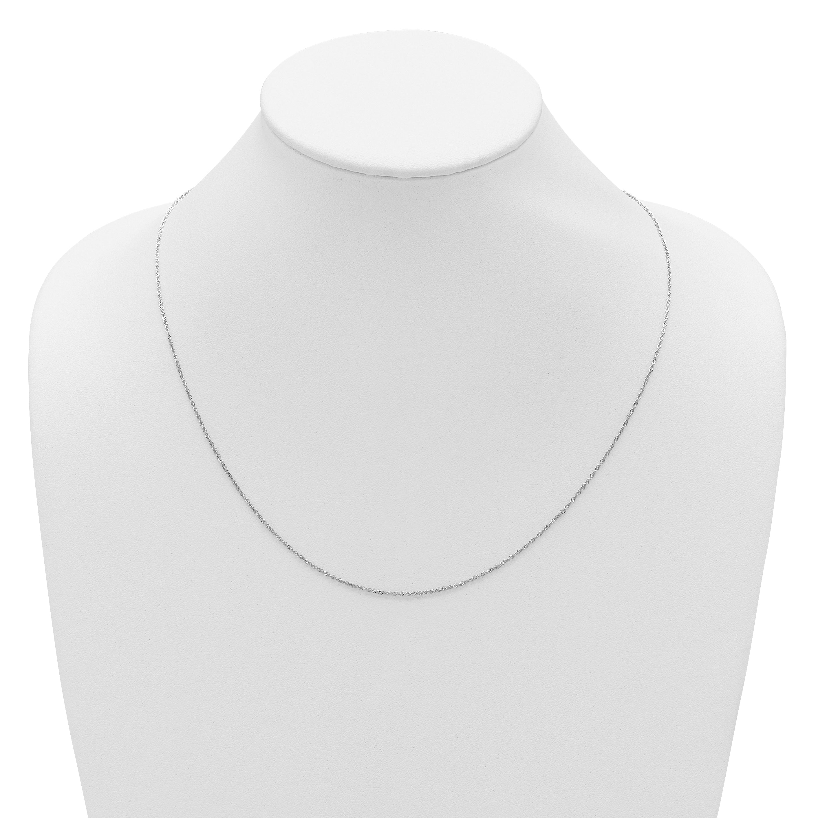 10K White Gold Adjustable 1.1mm Singapore Chain