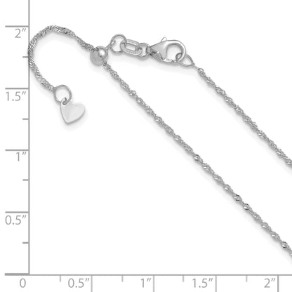 10K White Gold Adjustable 1.1mm Singapore Chain