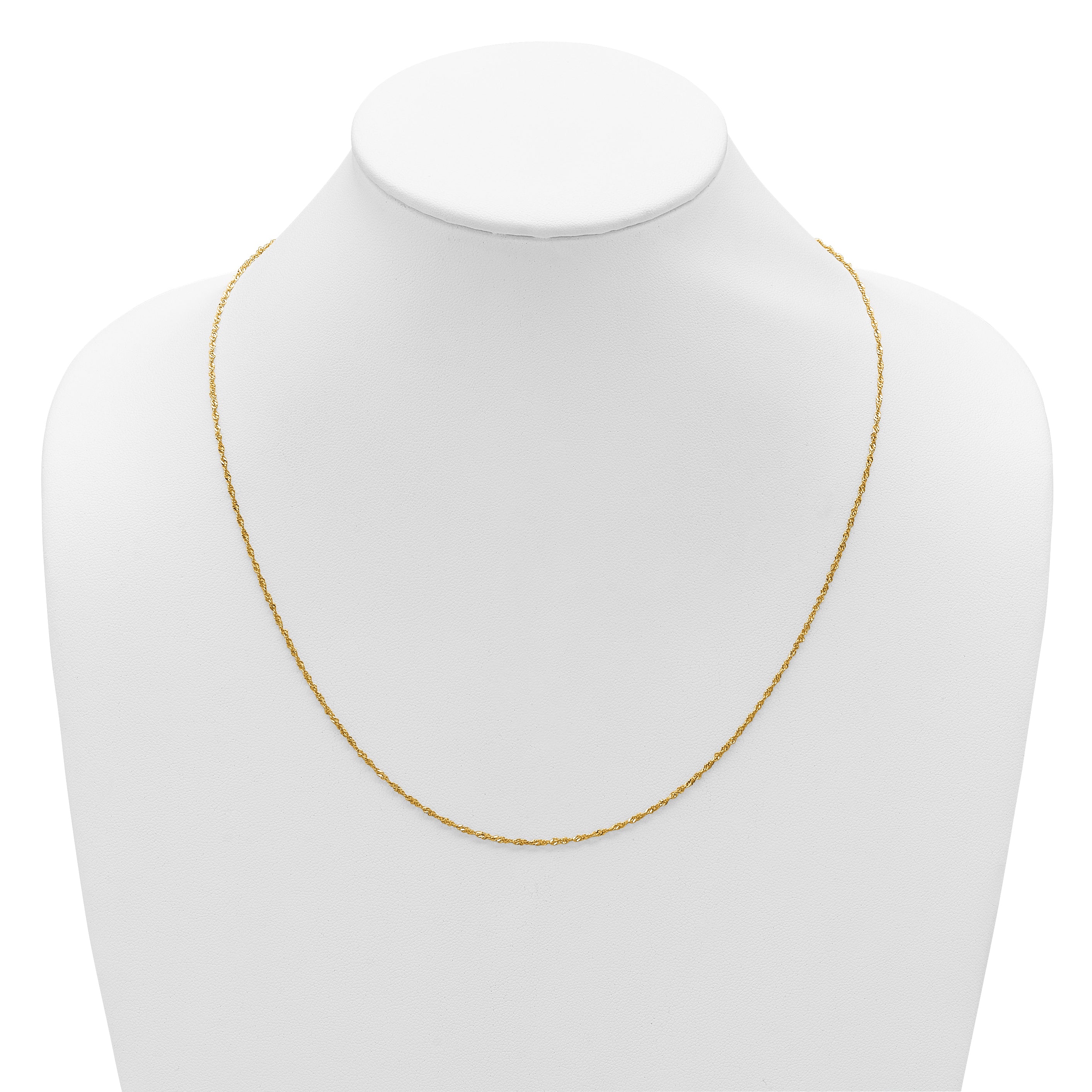 22 Inch 10K Yellow Gold Adjustable 1.3mm Singapore Chain Necklace