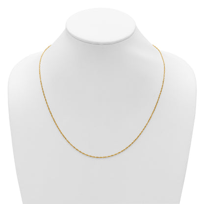 22 Inch 10K Yellow Gold Adjustable 1.3mm Singapore Chain Necklace