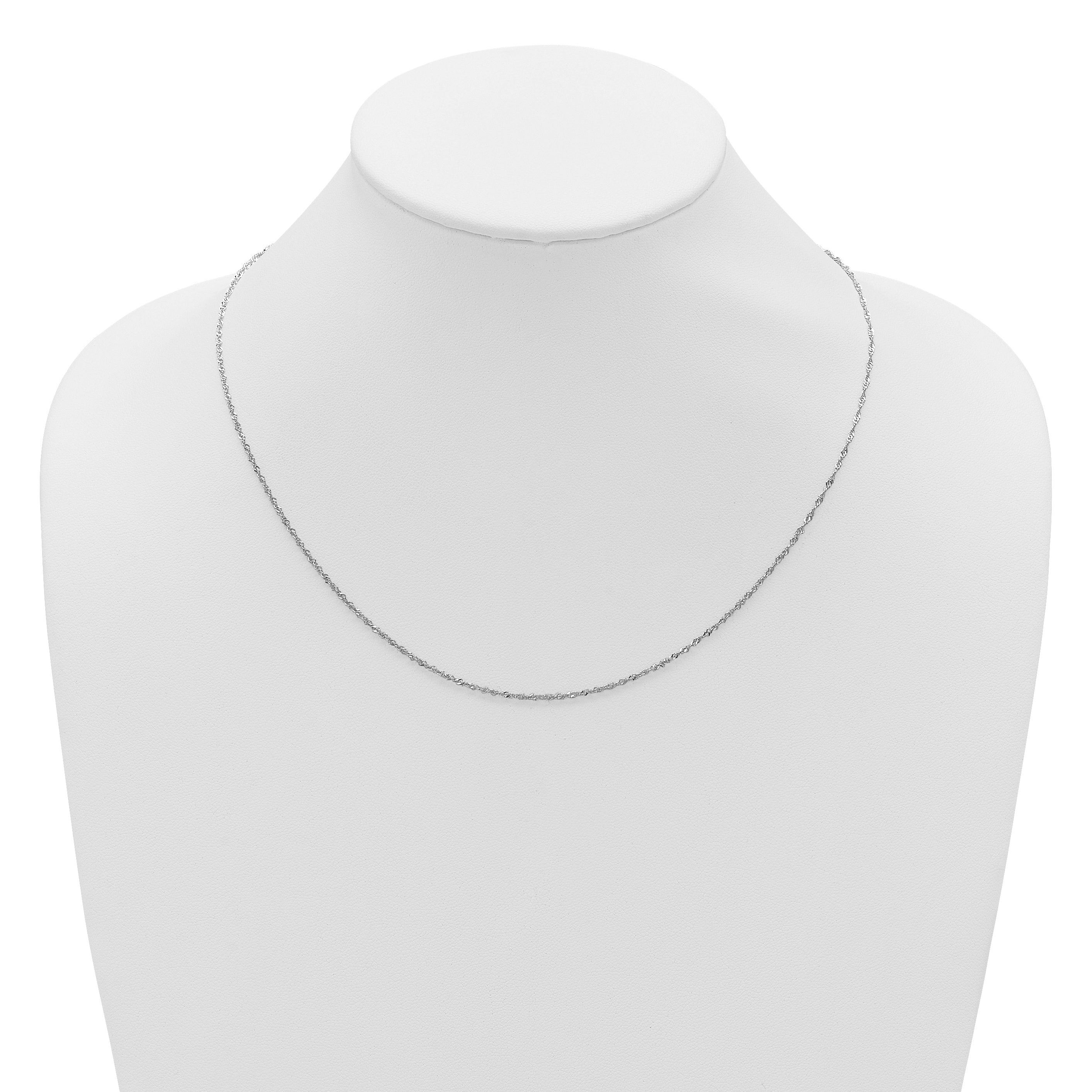 10K White Gold Adjustable 1.3mm Singapore Chain