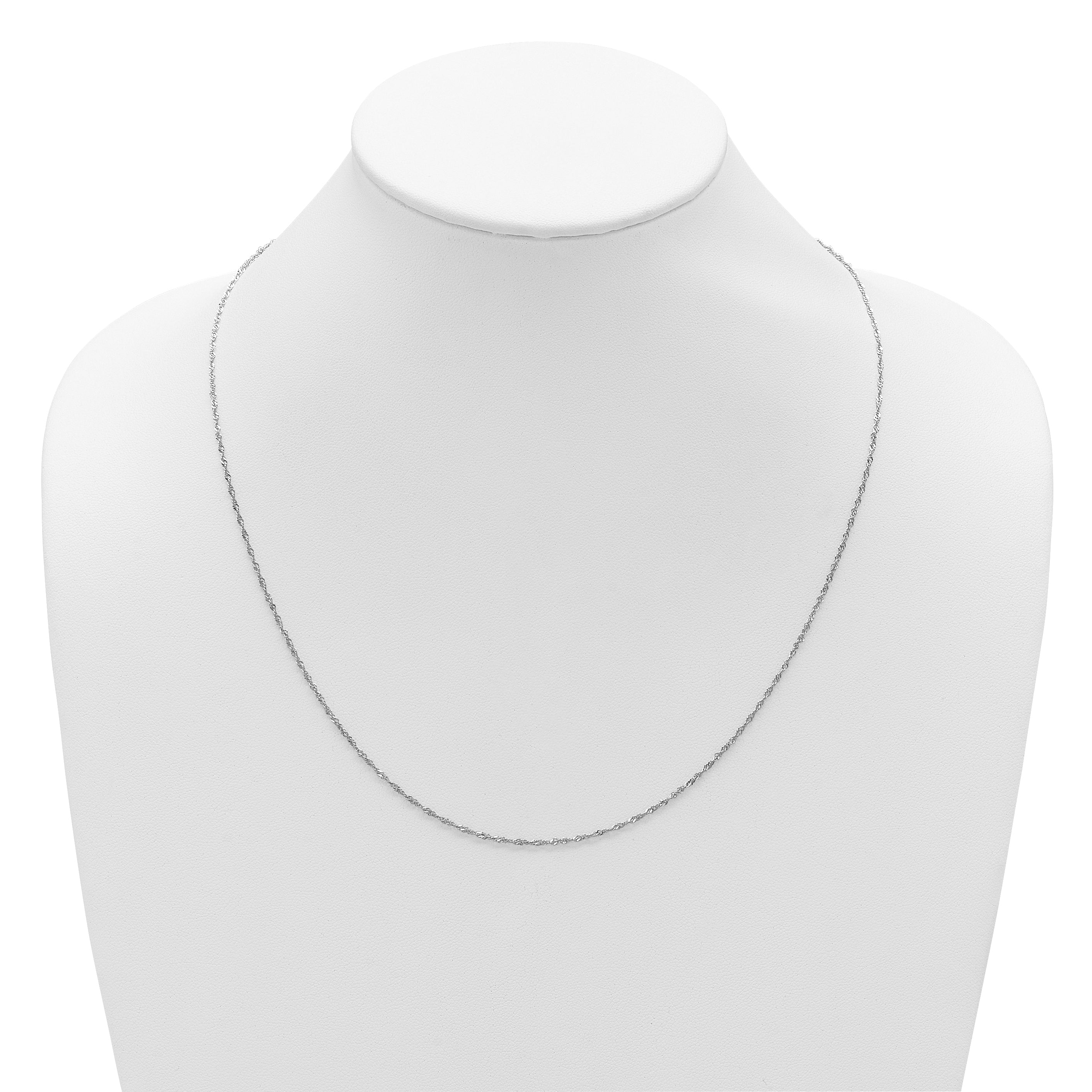 10K White Gold Adjustable 1.3mm Singapore Chain