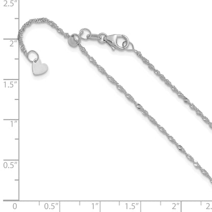 10K White Gold Adjustable 1.3mm Singapore Chain