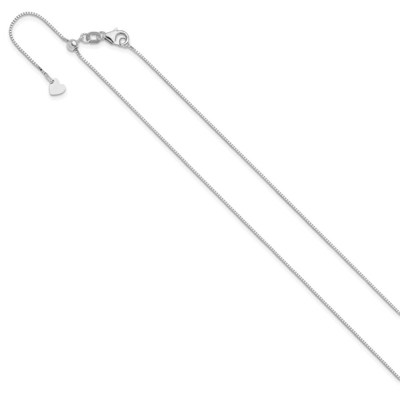 22 Inch 10K White Gold Adjustable .7mm Box Chain Necklace