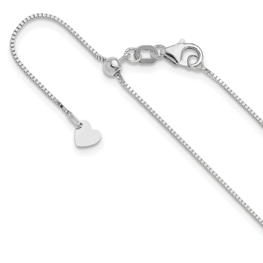 10K White Gold Adjustable .7mm Box Chain