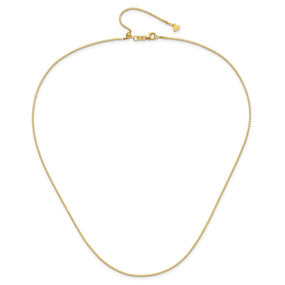 3 Inch 10K Yellow Gold Adjustable 1mm Box Chain Necklace