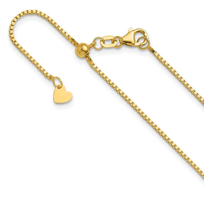 3 Inch 10K Yellow Gold Adjustable 1mm Box Chain Necklace