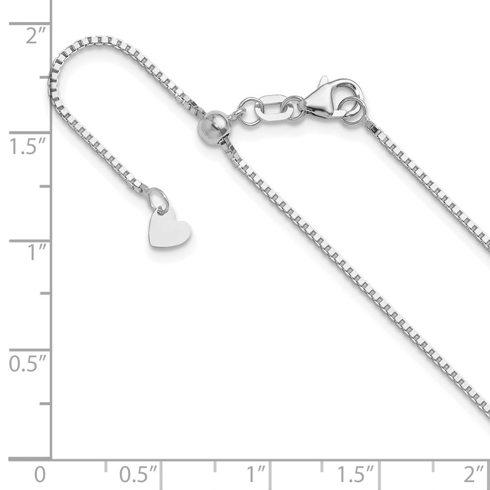 22 Inch 10K White Gold Adjustable 1mm Box Chain Necklace