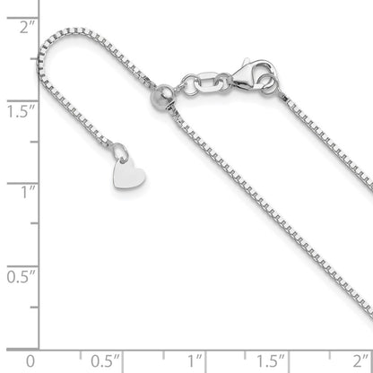 22 Inch 10K White Gold Adjustable 1mm Box Chain Necklace