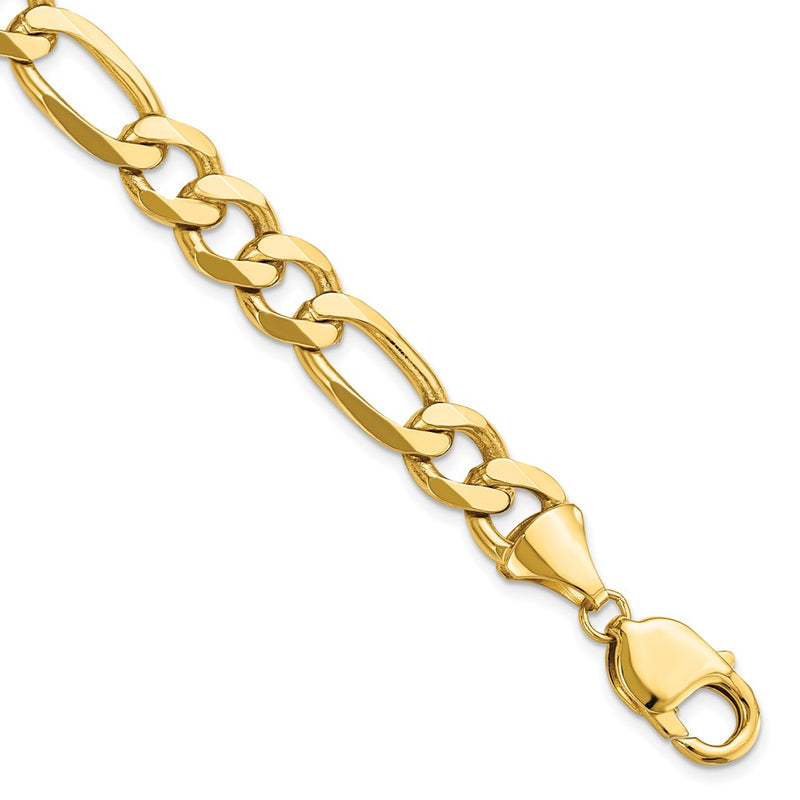 8 Inch 10K Yellow Gold 10.0mm Concave Figaro Chain Bracelet