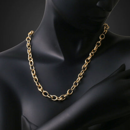14K Yellow Gold Italian Hoop Chain Necklace