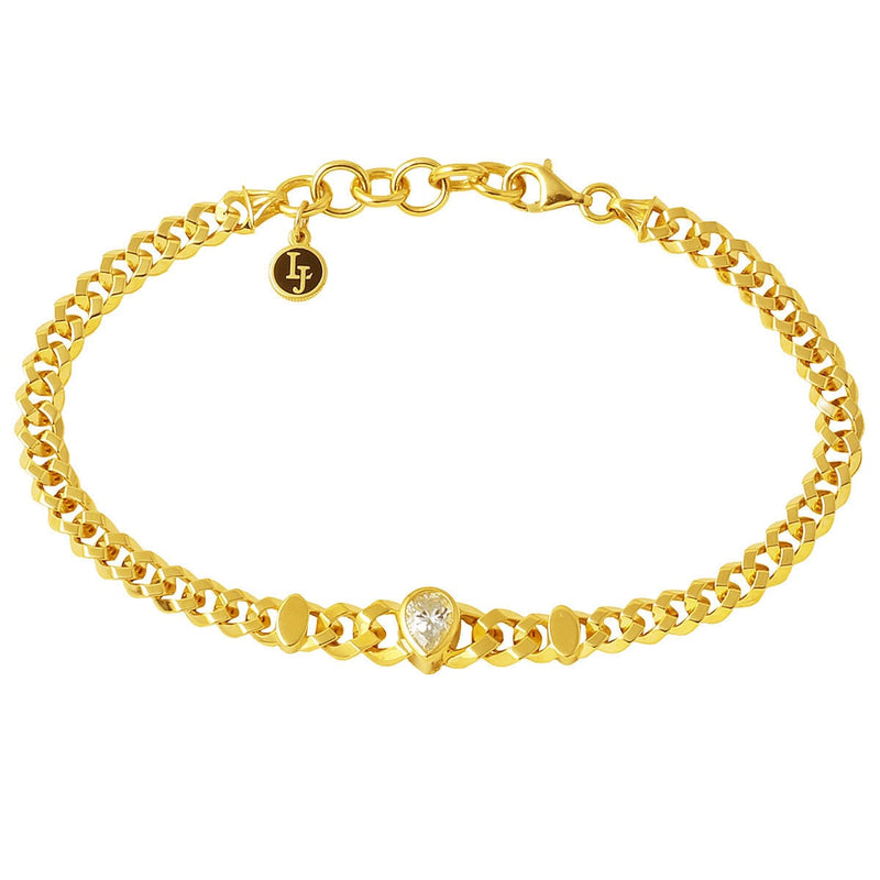 14K Yellow Gold Curb Moissanite Bracelet (7.89 g)