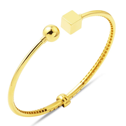 14K Yellow Gold Minimalist Designer Inspired Hinged Cuff Bangle
