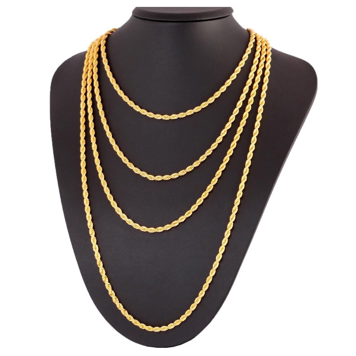 14K Yellow Gold 55 cm Twisted Rope Chain