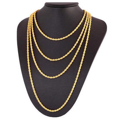 14K Yellow Gold 55 cm Twisted Rope Chain