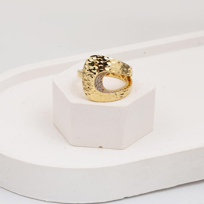 14K Yellow Gold Sparkle Teardrop Cubic Zirconia Ring