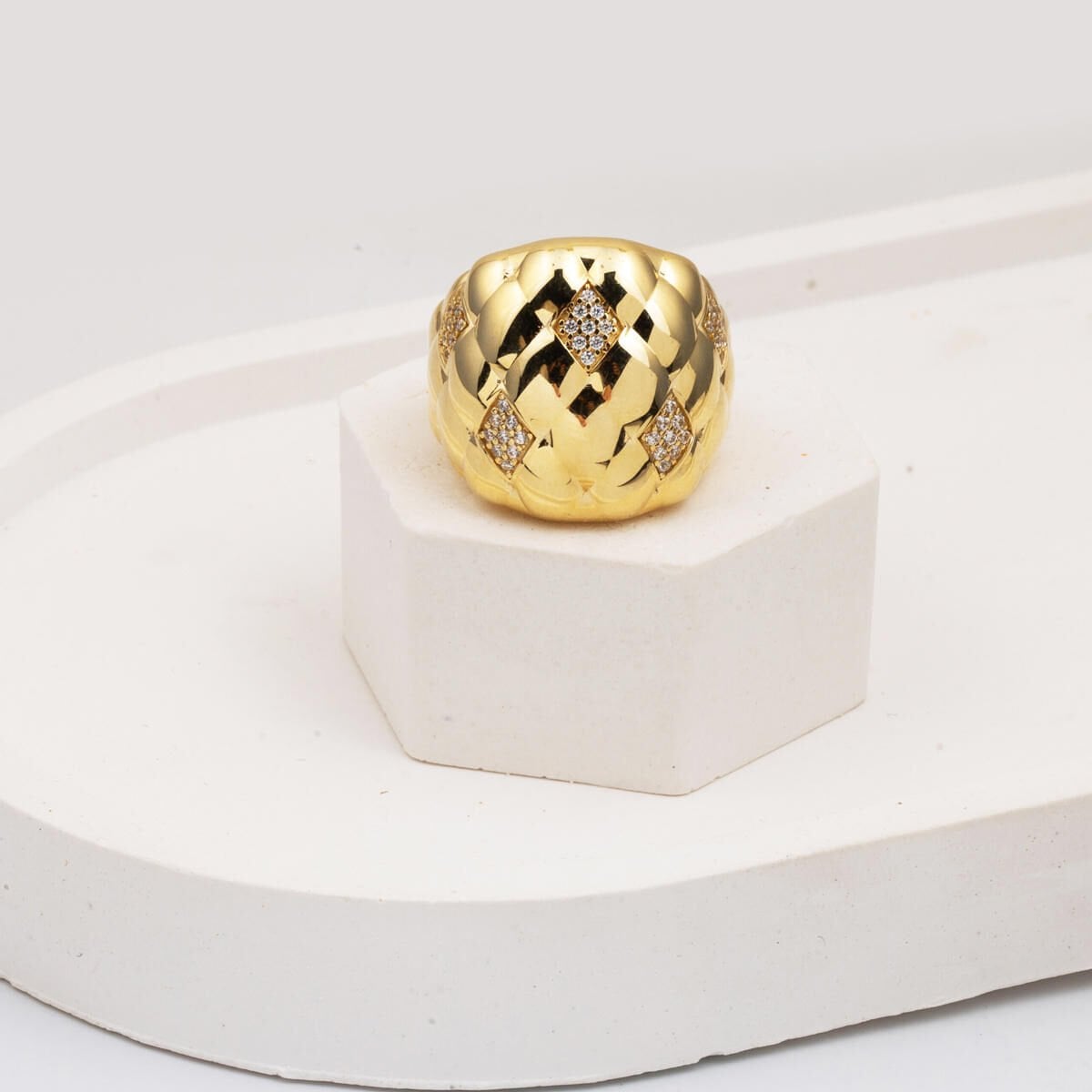 14K Yellow Gold Veloria Design Cubic Zirconia Ring