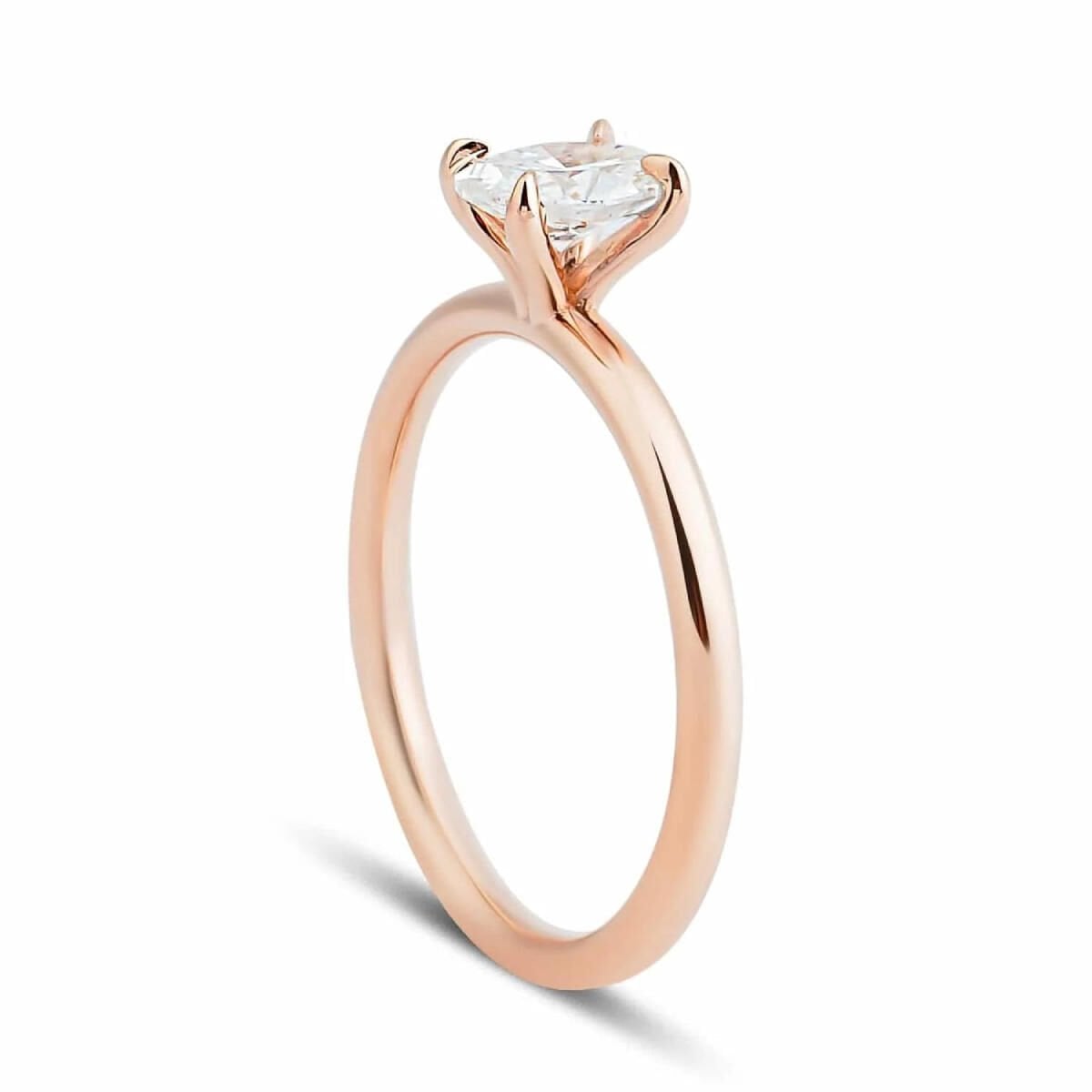14K Rose Gold 0.50 Ct Oval Moissanite Solitaire Ring