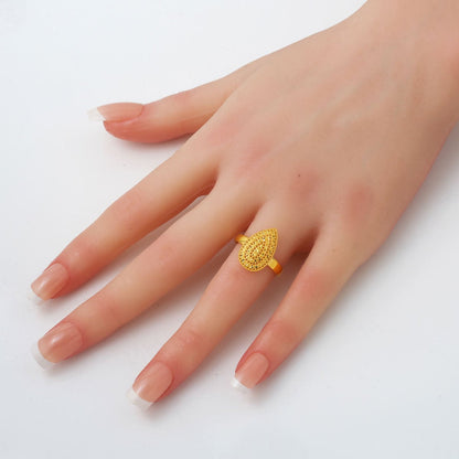 14K Yellow Gold Olive Teardrop Ring