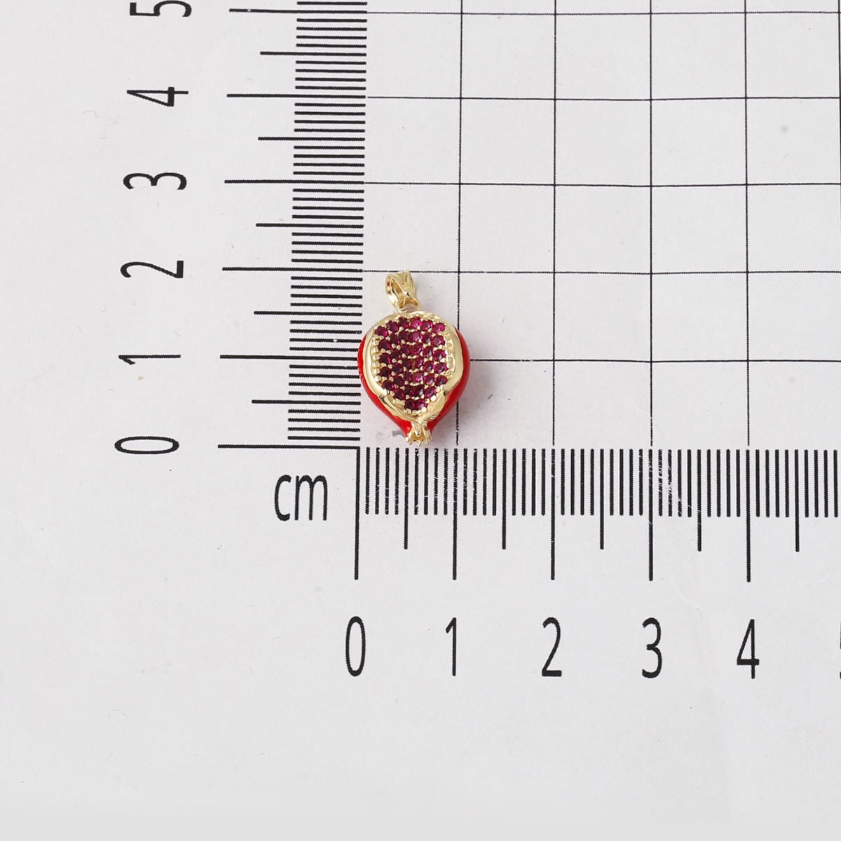 14K Yellow Gold Pomegranate Enamel Pendant