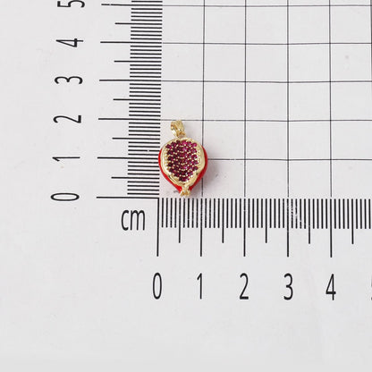 14K Yellow Gold Pomegranate Enamel Pendant