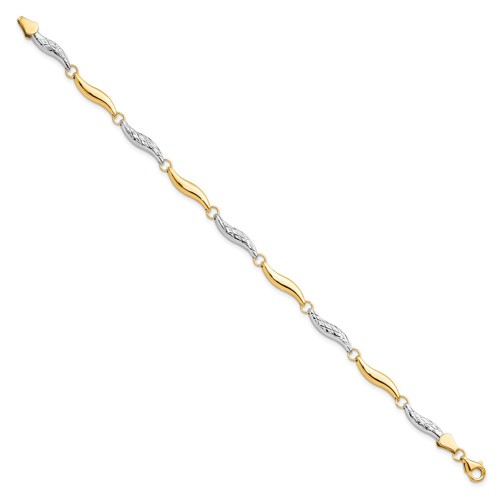 7 Inch 10K W/Rhodium D/C Bracelet