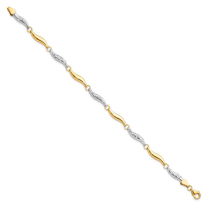 7 Inch 10K W/Rhodium D/C Bracelet