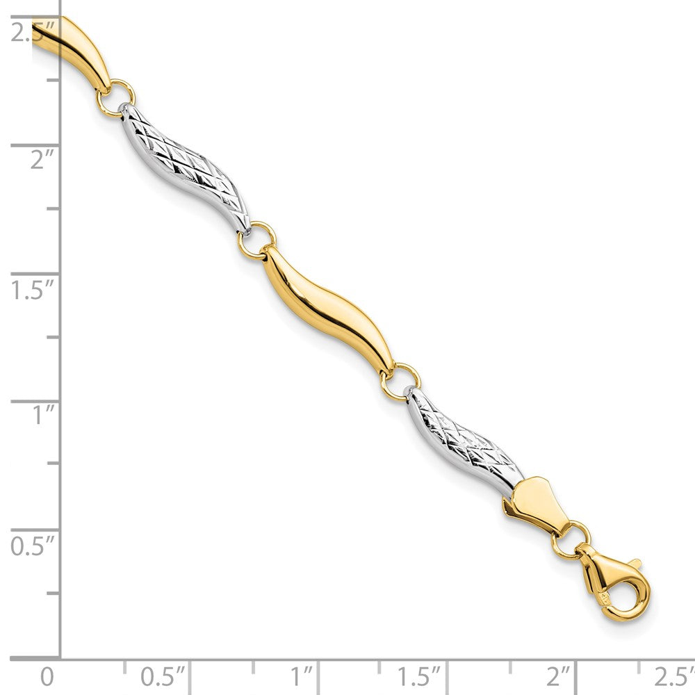 7 Inch 10K W/Rhodium D/C Bracelet