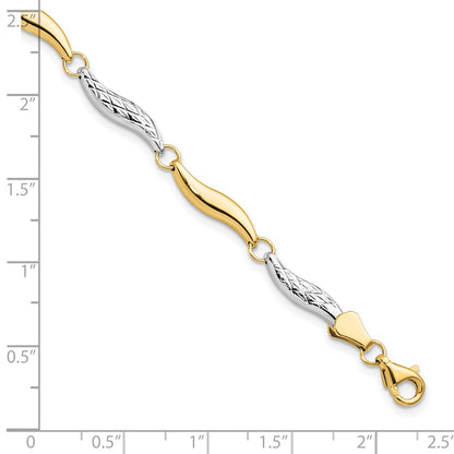 7 Inch 10K W/Rhodium D/C Bracelet