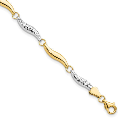 7 Inch 10K W/Rhodium D/C Bracelet