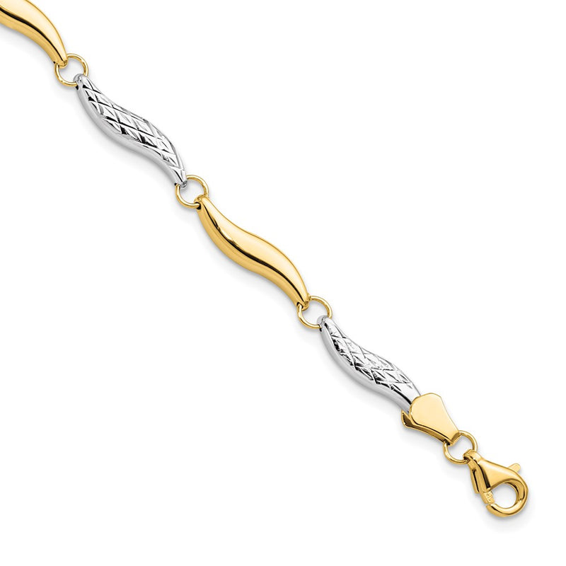7 Inch 10K W/Rhodium D/C Bracelet