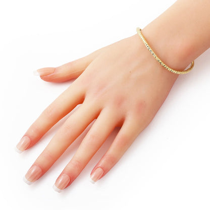 14K Yellow Gold Wavy Hand Engraved Hinged Cuff Bangle