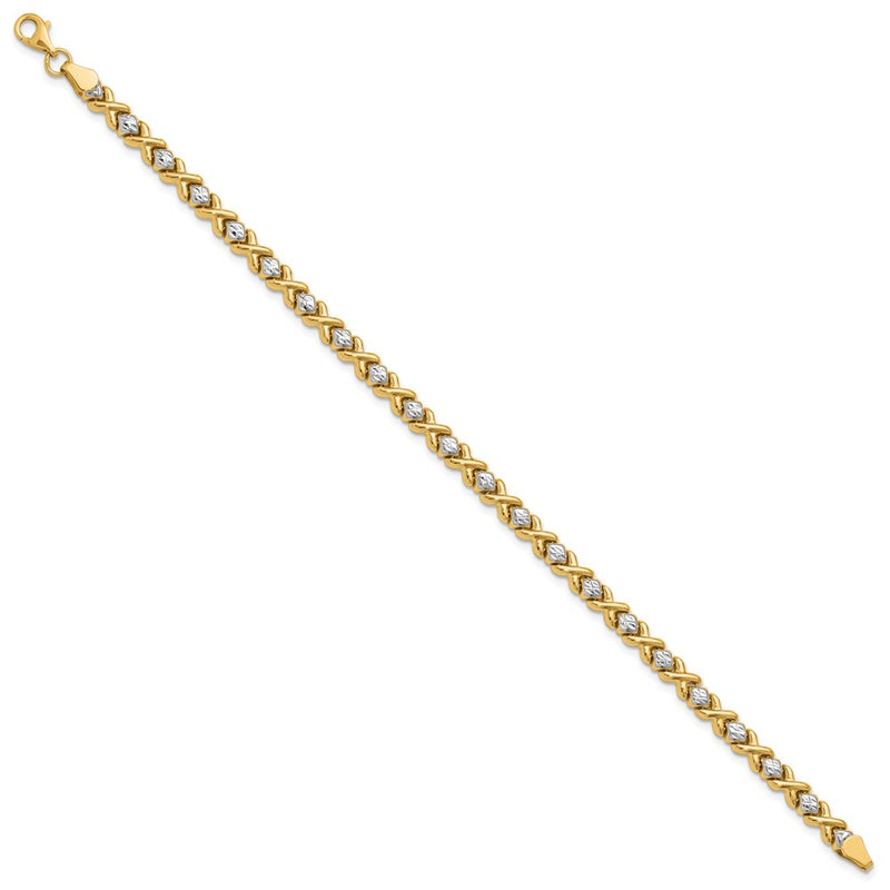 10K Yellow Rhodium With Polished And D/C Bracelet