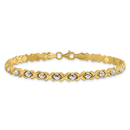 10K Yellow Rhodium With Polished And D/C Bracelet