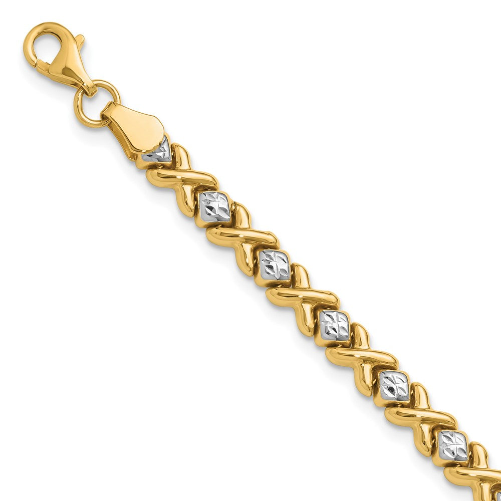10K Yellow Rhodium With Polished And D/C Bracelet