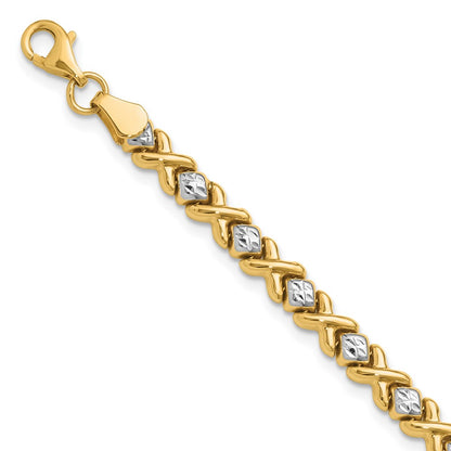 10K Yellow Rhodium With Polished And D/C Bracelet