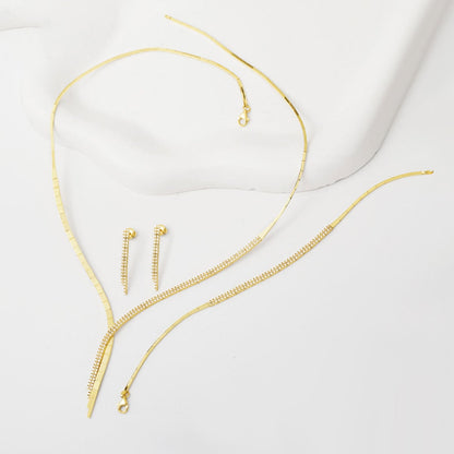 14K Yellow Gold Drop Tennis Cubic Zirconia Bridal Set