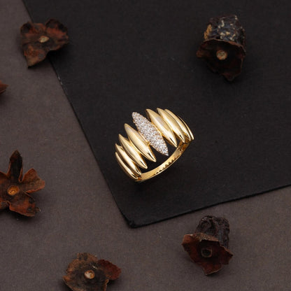 14K Yellow Gold Ellipse Cubic Zirconia Ring