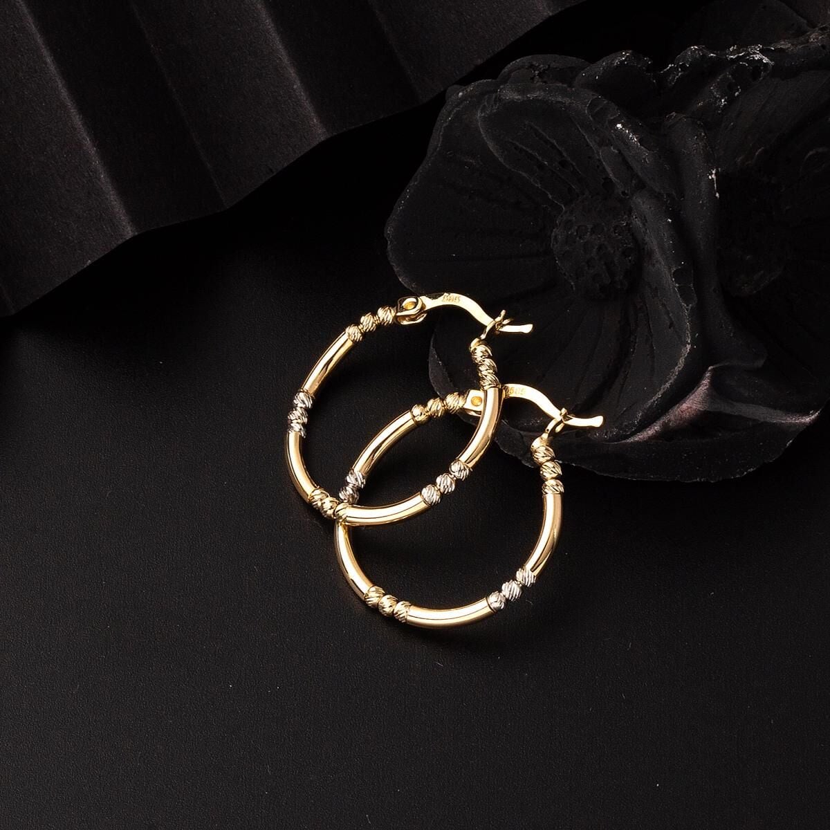 14K Yellow Gold Bead Hoop 2.0 cm Diameter Earrings