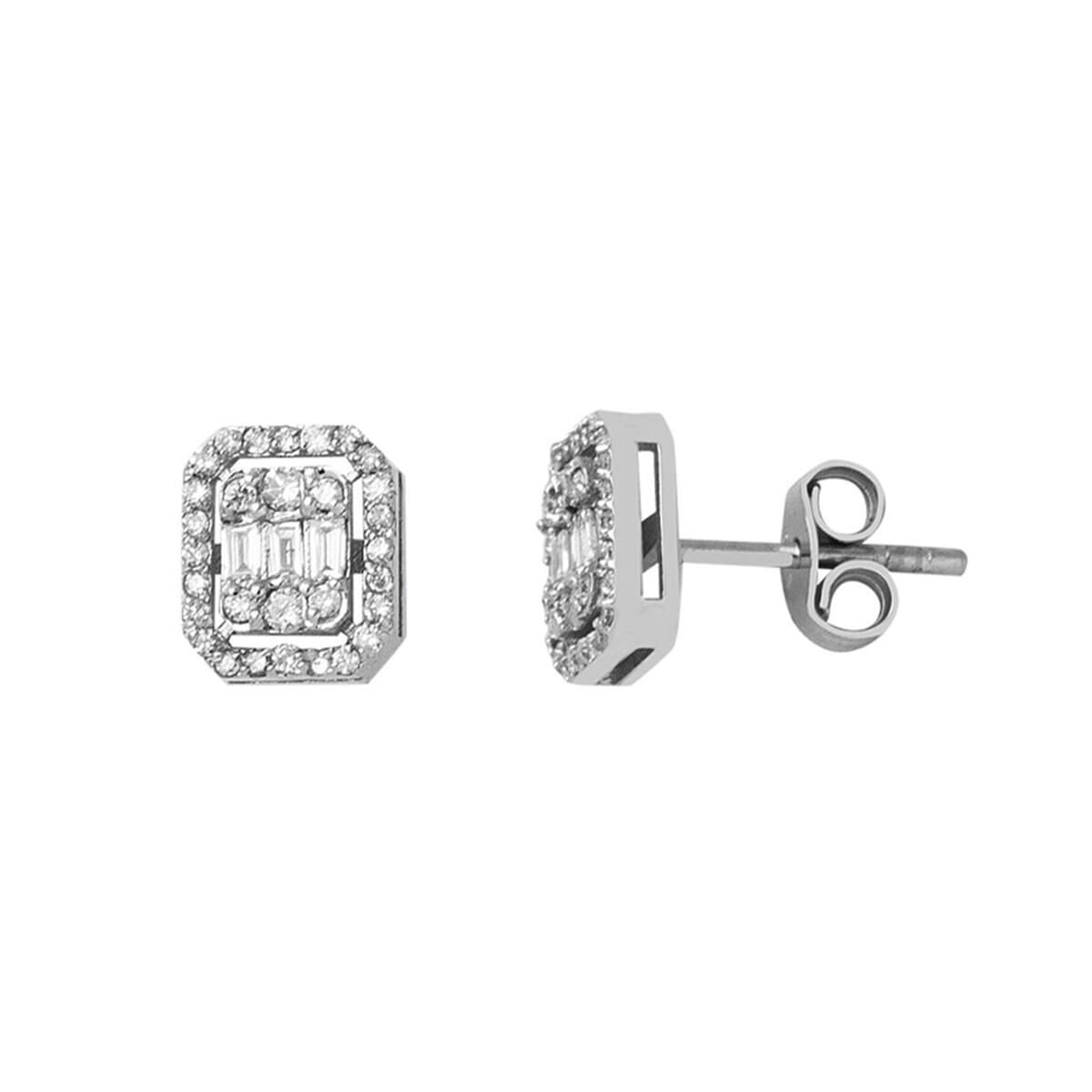 14K White Gold 0.50 Ct Baguette Diamond Earrings