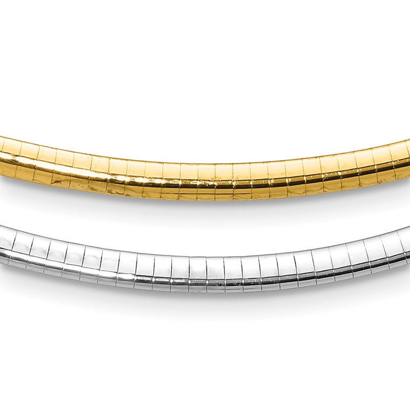 10K Two Tone 4mm Reversible Omega Necklace