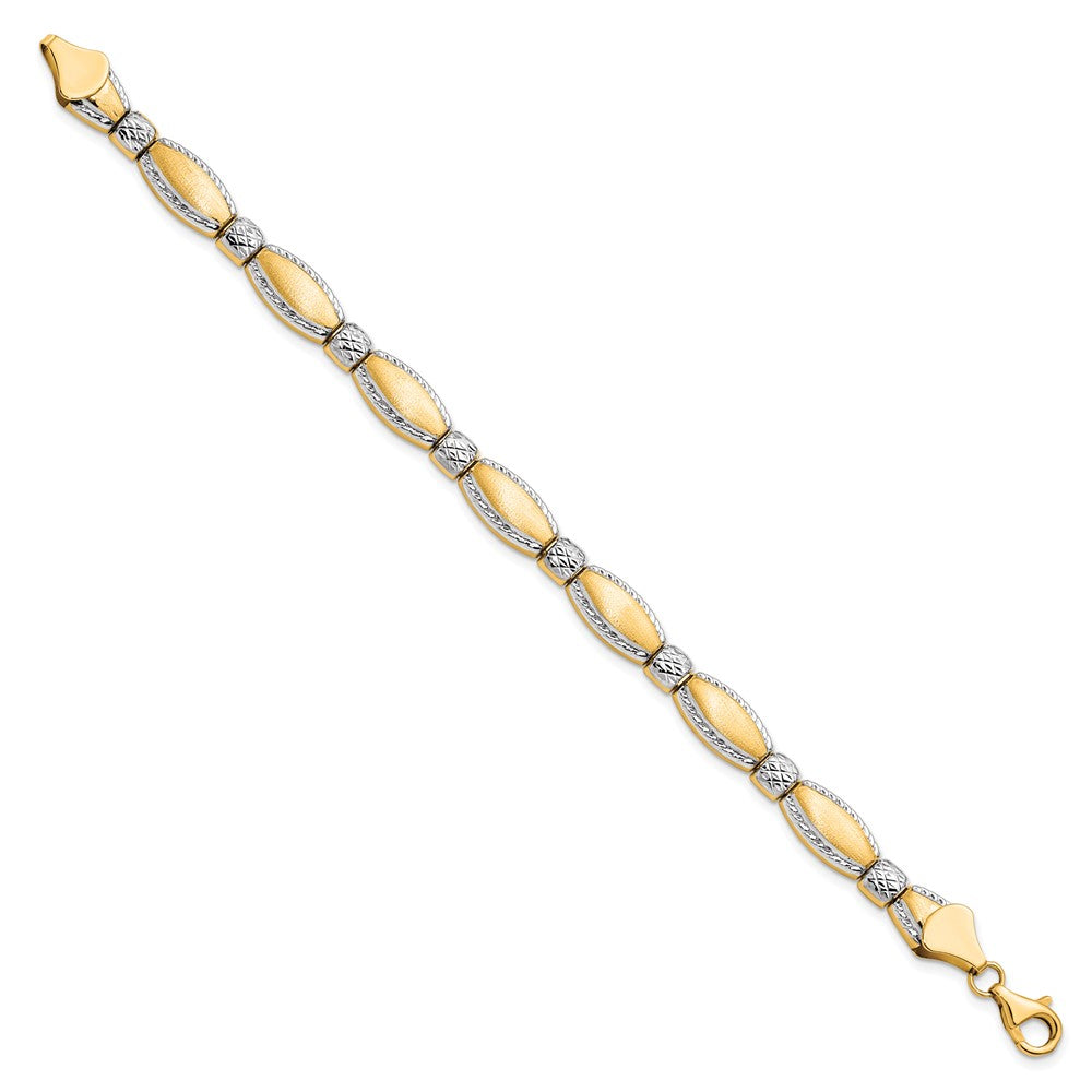 7 Inch 10K W/Rhodium D/C Bracelet