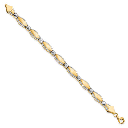 7 Inch 10K W/Rhodium D/C Bracelet