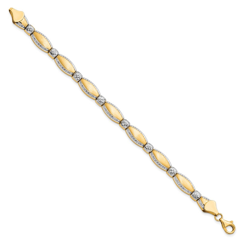 7 Inch 10K W/Rhodium D/C Bracelet