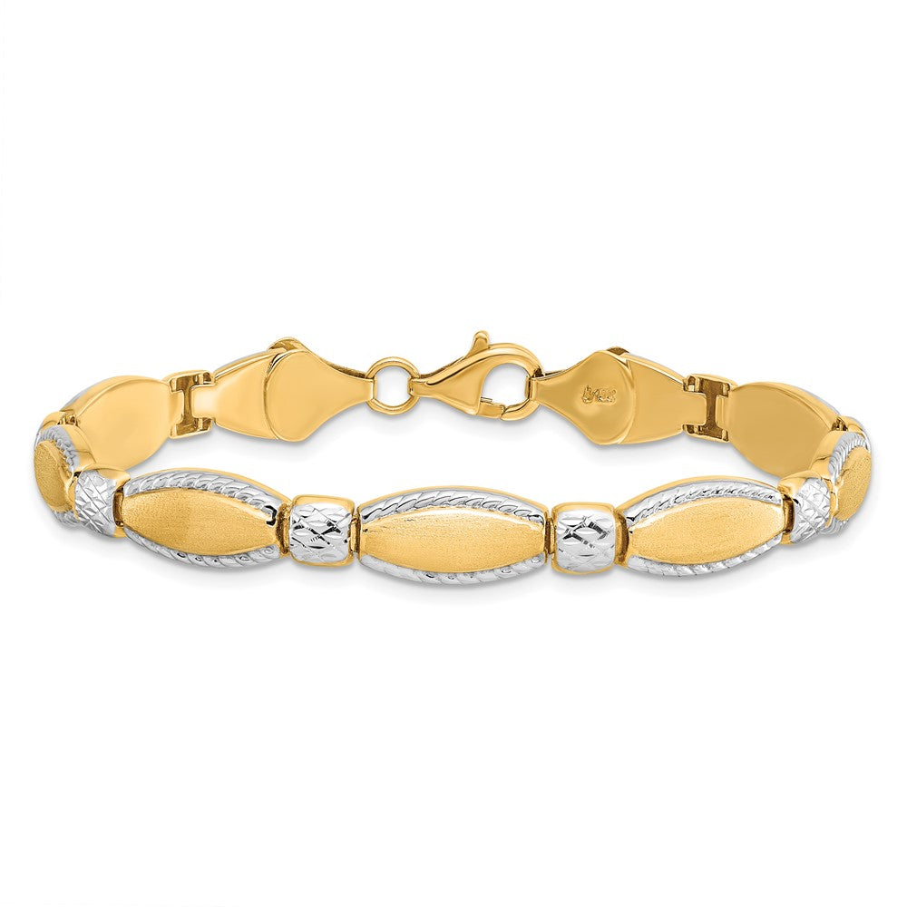 7 Inch 10K W/Rhodium D/C Bracelet